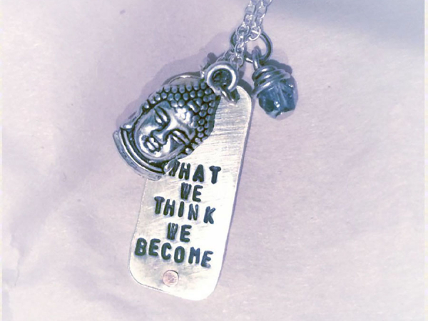 Buddha what we think we become sterling silver pendant