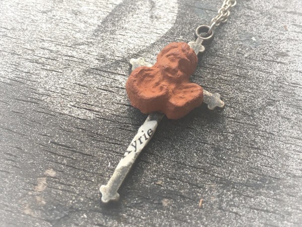 terra cotta angel cross Kyrie pendant necklace
