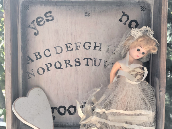 Handmade Wooden Ouija Board Box with Ghost Bride