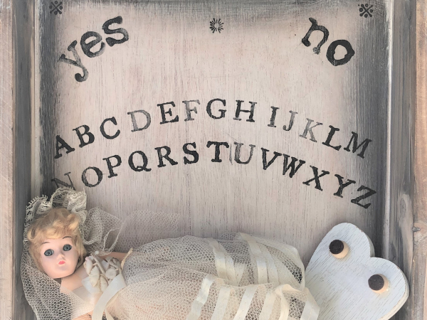 Handmade Wooden Ouija Board Box with Ghost Bride